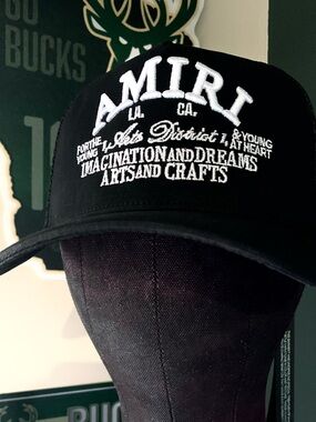 AMIRI Black Trucker Cap with White Embroidery